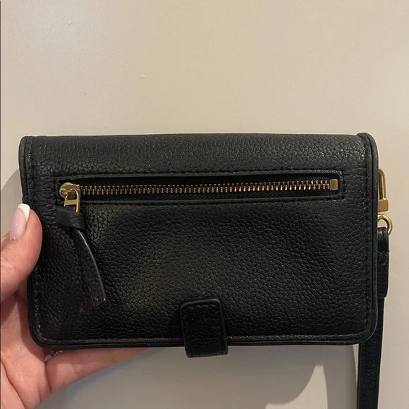 Tory Burch Black Leather Wallet with Gold Logo - Picture 2 of 3